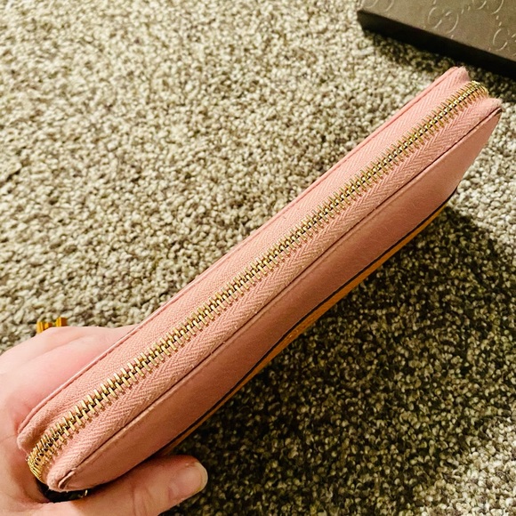 EUC GUCCI LE Japan Exclusive Two Tone Pink & Orange Leather Bamboo Long Wallet - Picture 9 of 16